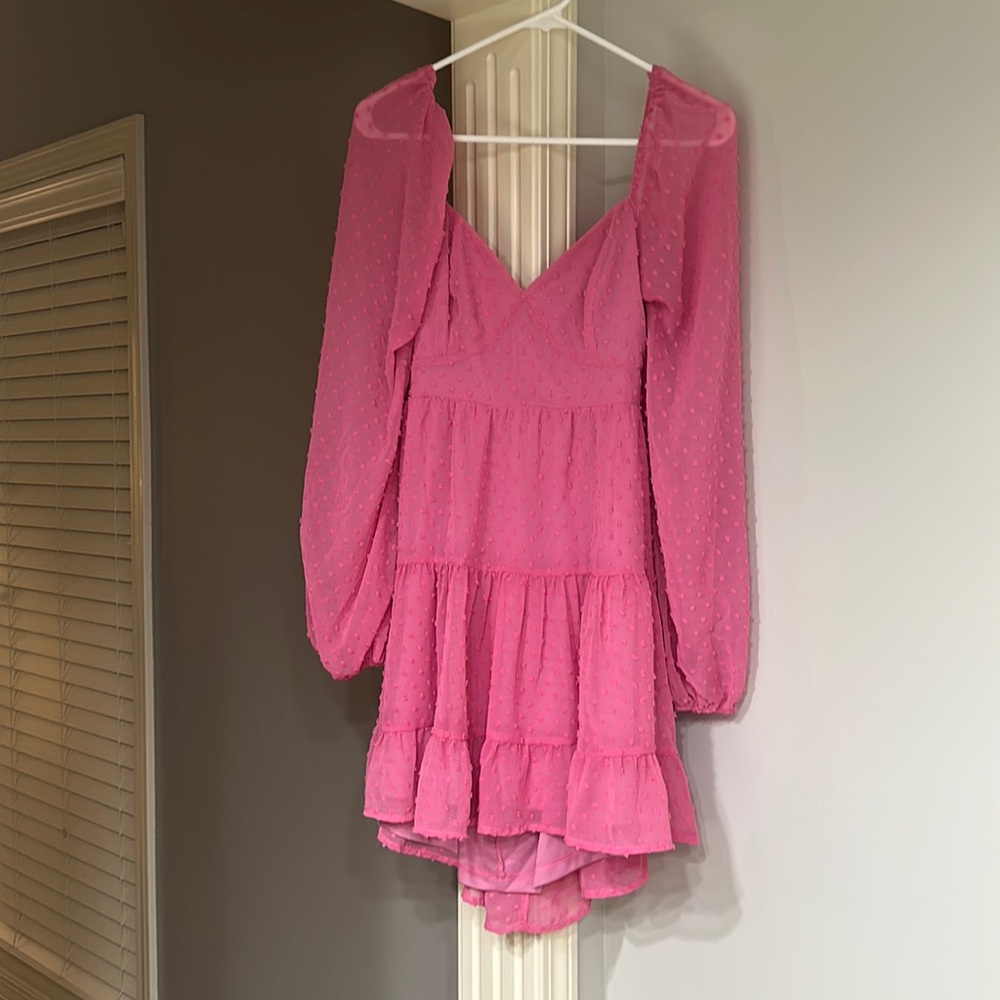 lulus long sleeve pink minidress size large